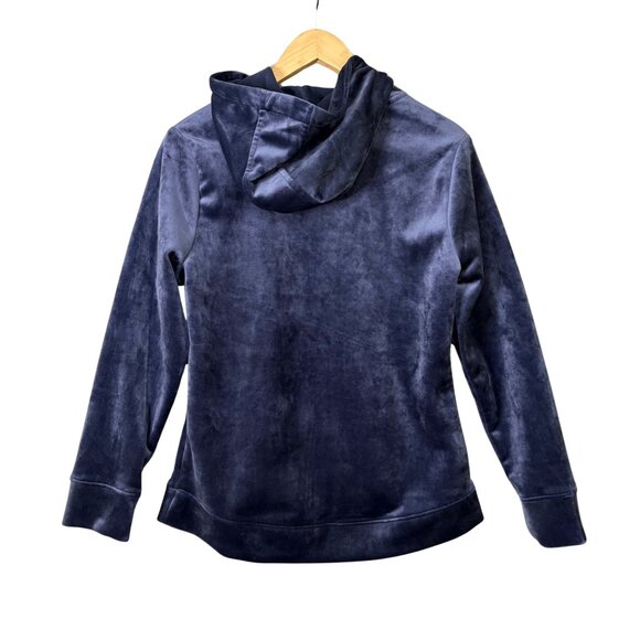 Time & Tru Velour Full Zip Hooded Sweater Womens Sz Small (4-6) Blue Glam Comfy - Picture 7 of 7